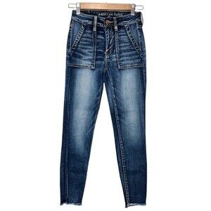 American Eagle Jeans Hi-Rise Jegging Crop sz 2 * Cropped AEO Jeggings Medium Was
